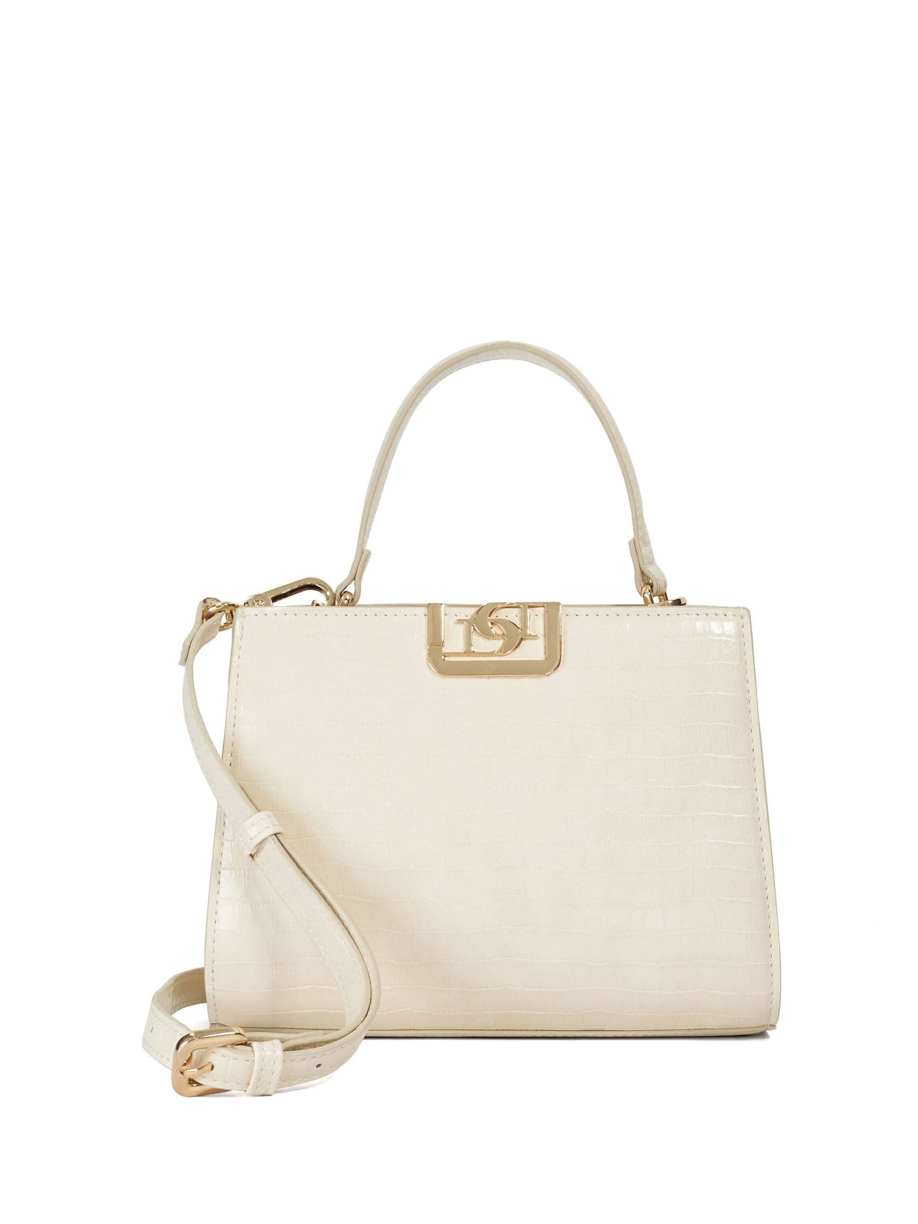 Dune London Dilly grab bag white with gold fittings - British product
