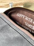 Solesmith hidden message waxed canvas wash bag, UK version