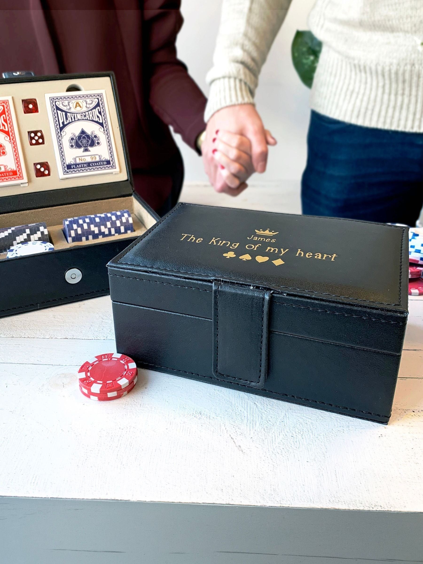 Solesmith personalised poker set wooden games compendium, UK version