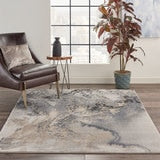 Nourison grey skies design polyester rug available in three sizes, imported from the UK