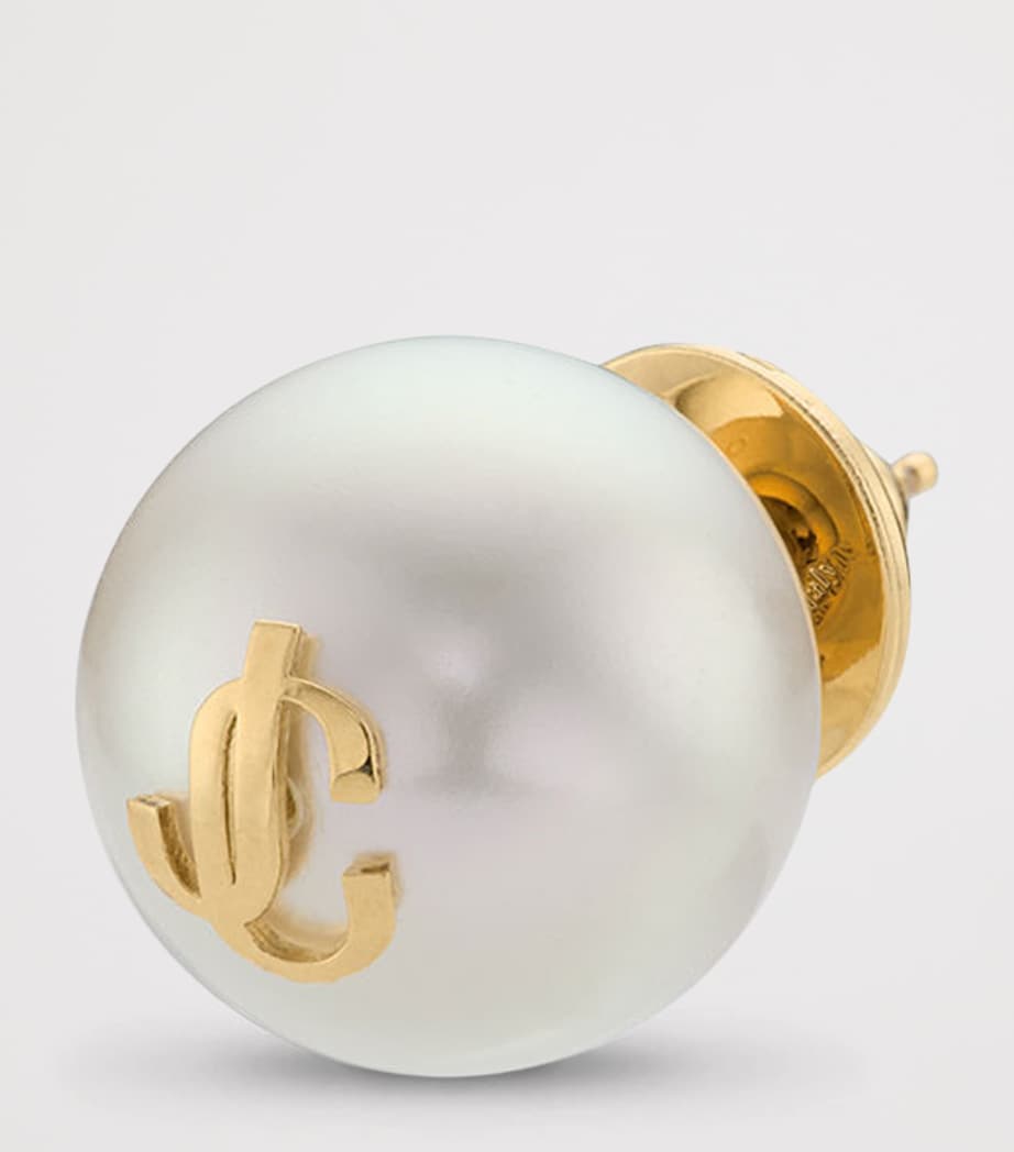 Jimmy Choo faux pearl logo stud earrings - British product