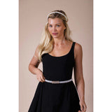 SVNX stretchy pearl chain belt with diamante buckle, UK version