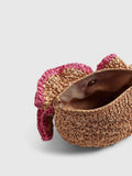 River Island Brown Raffia Beaded Flower Shoulder Bag (British brand)