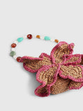 River Island Brown Raffia Beaded Flower Shoulder Bag (British brand)