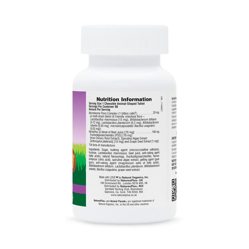 NaturesPlus AcidophiKidz chewable probiotics 90 tablets (British brand)
