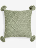 Sage green cushion with tassel trim 50x50cm (British brand)