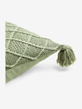 Sage green cushion with tassel trim 50x50cm (British brand)