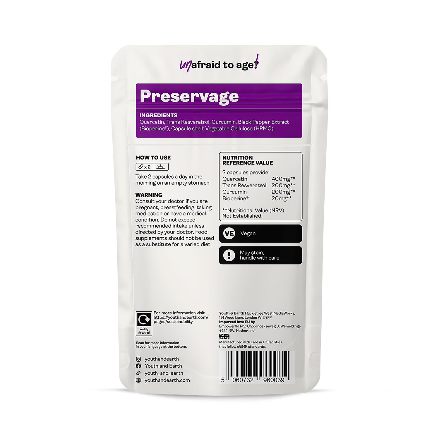 Youth & Earth Preservage polyphenol complex 60 capsules - British product