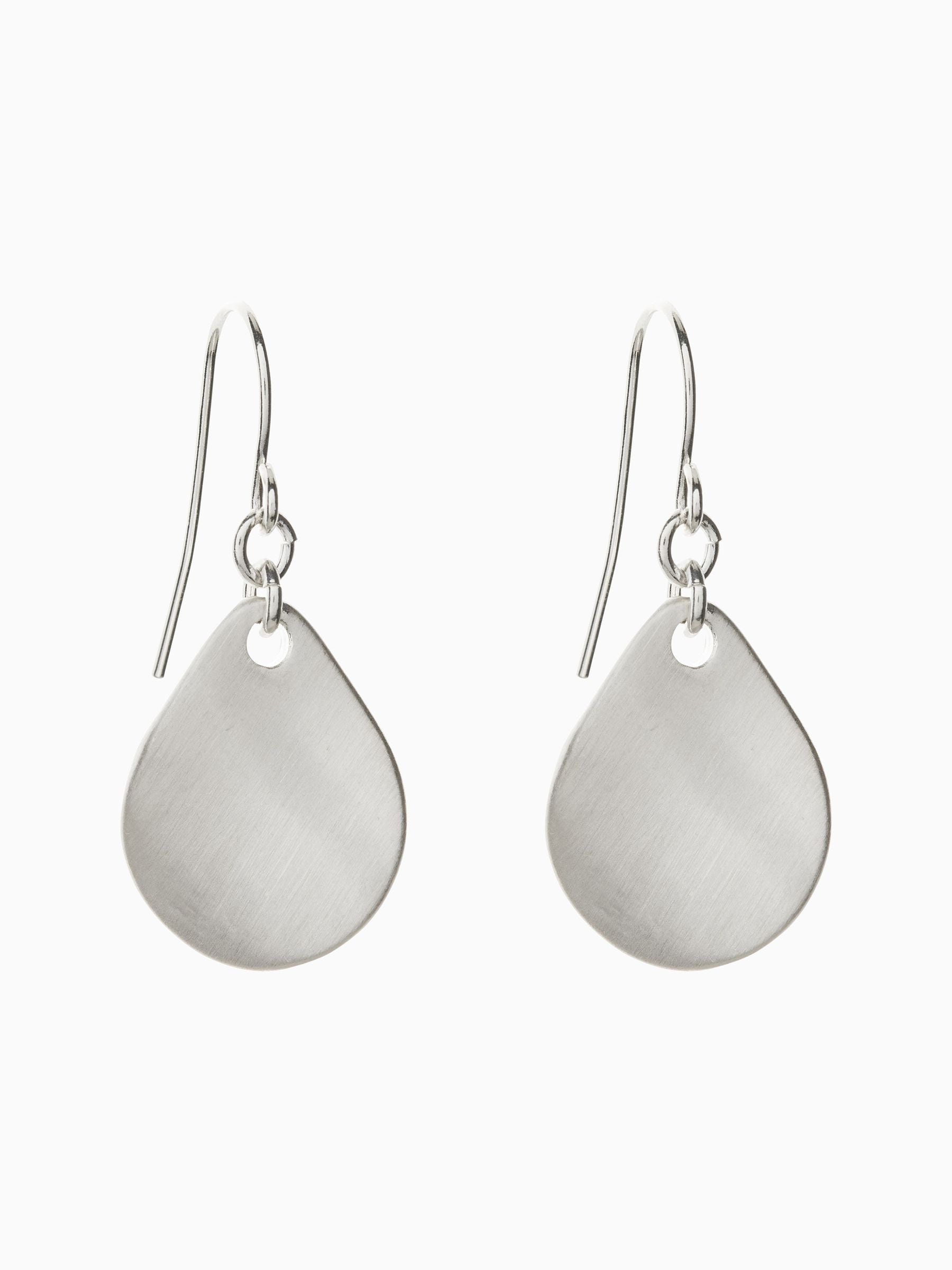 Silver tone petal drop earrings (British brand)