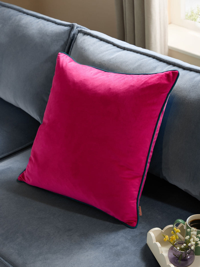 Furn Raspberry/Teal Meridian Velvet 55 x 55cm Cushion Cover