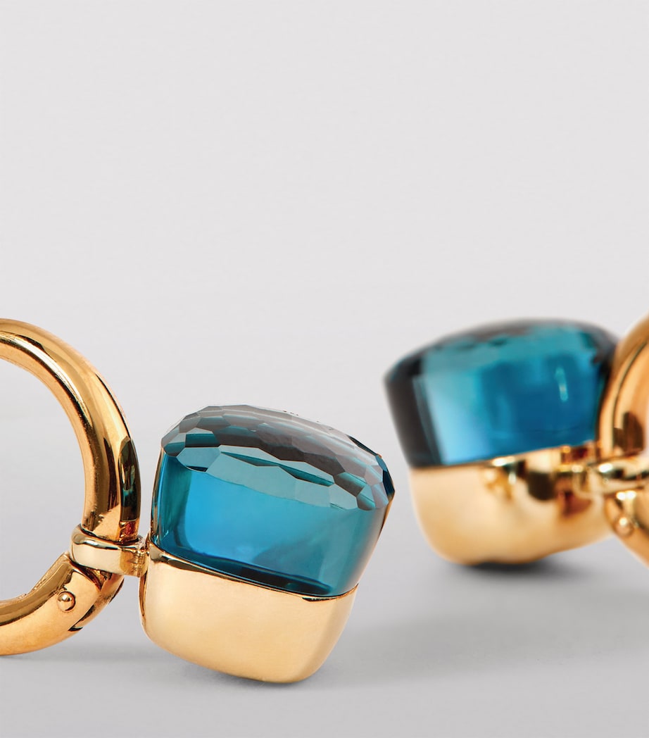 Pomellato Petit Nudo drop earrings blue topaz rose gold (British brand)