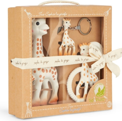 So'pure Sophie la Girafe trio baby gift set, imported from the UK