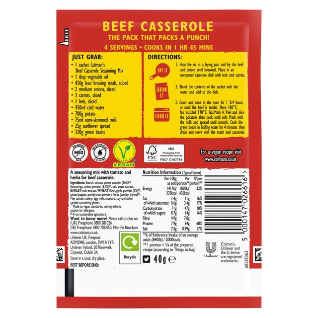 Colman's Beef Casserole Recipe Mix    40g GOODS M&S   