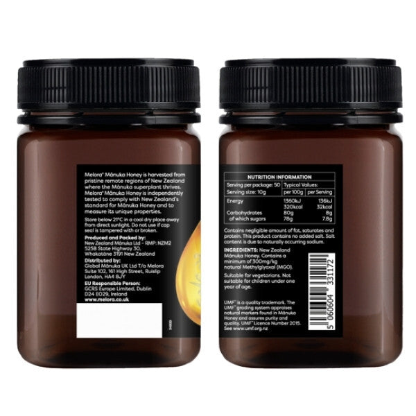 Melora Manuka Honey 300MGO UMF10 500g, imported from the UK