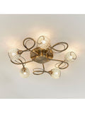 Gallery Home antique brass flush ceiling light with glass beads - British product