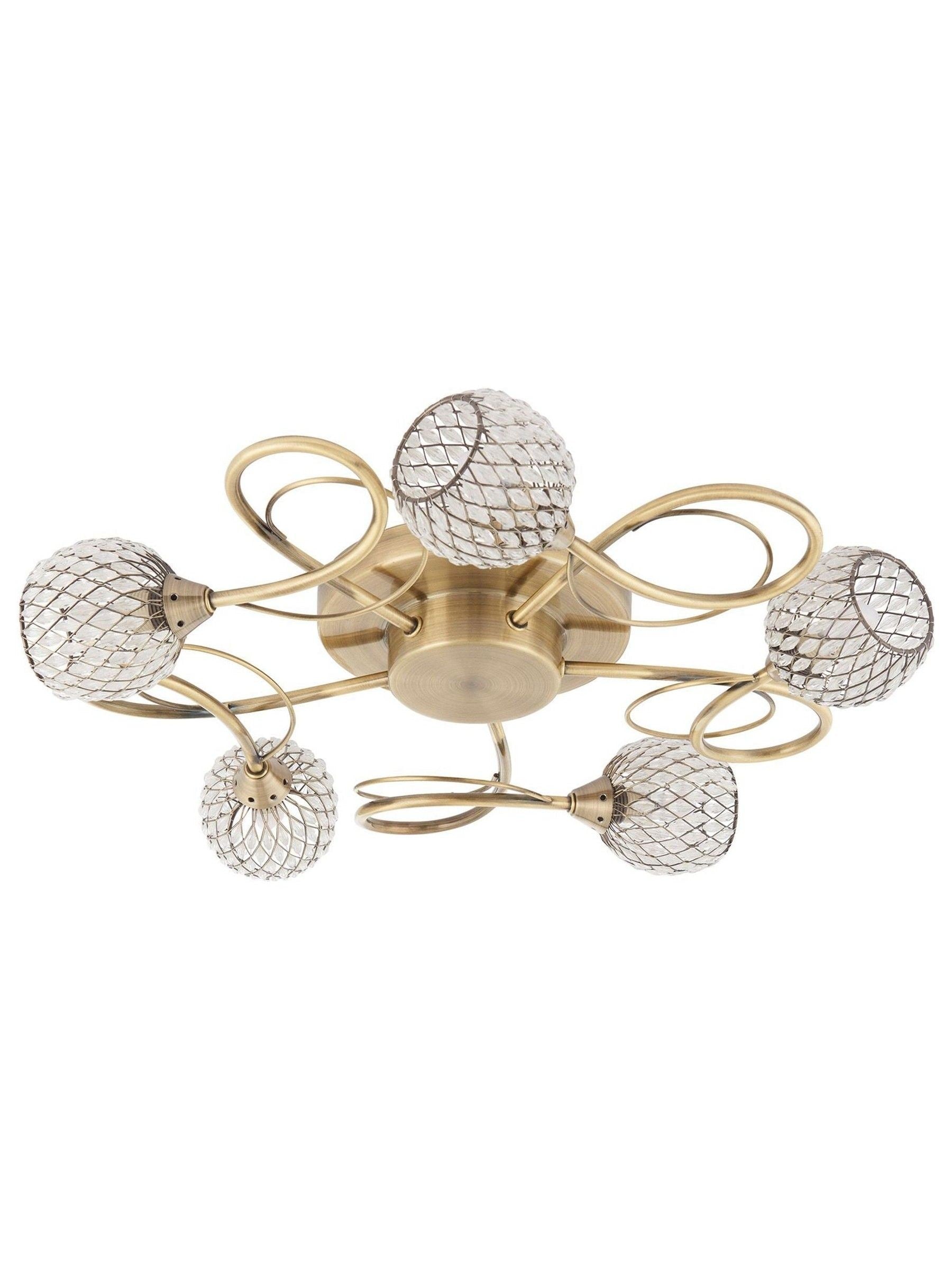 Gallery Home antique brass flush ceiling light with glass beads - British product