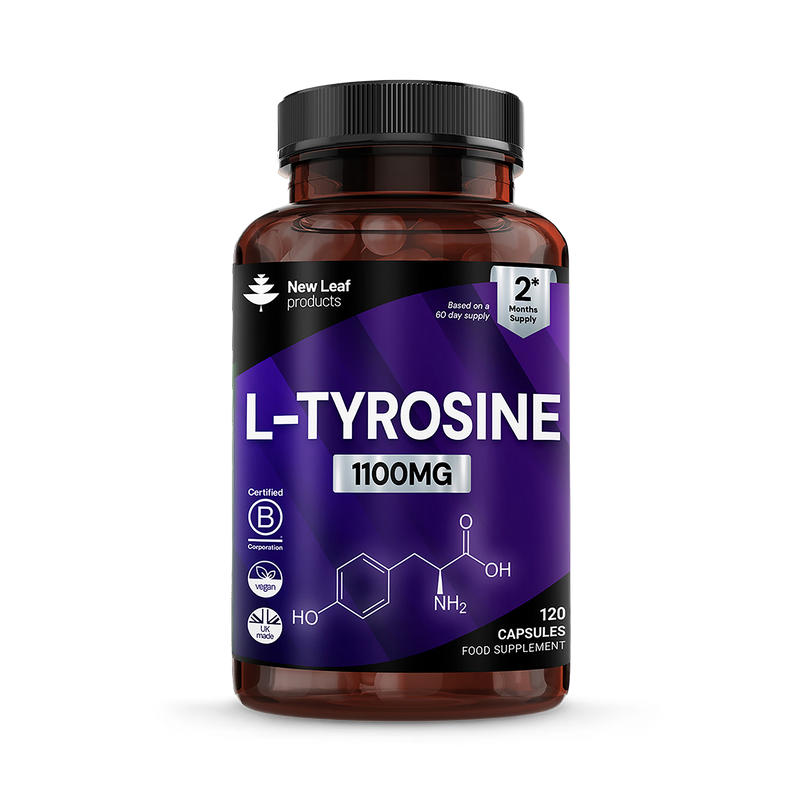 New Leaf L-Tyrosine capsules 120 count, imported from the UK