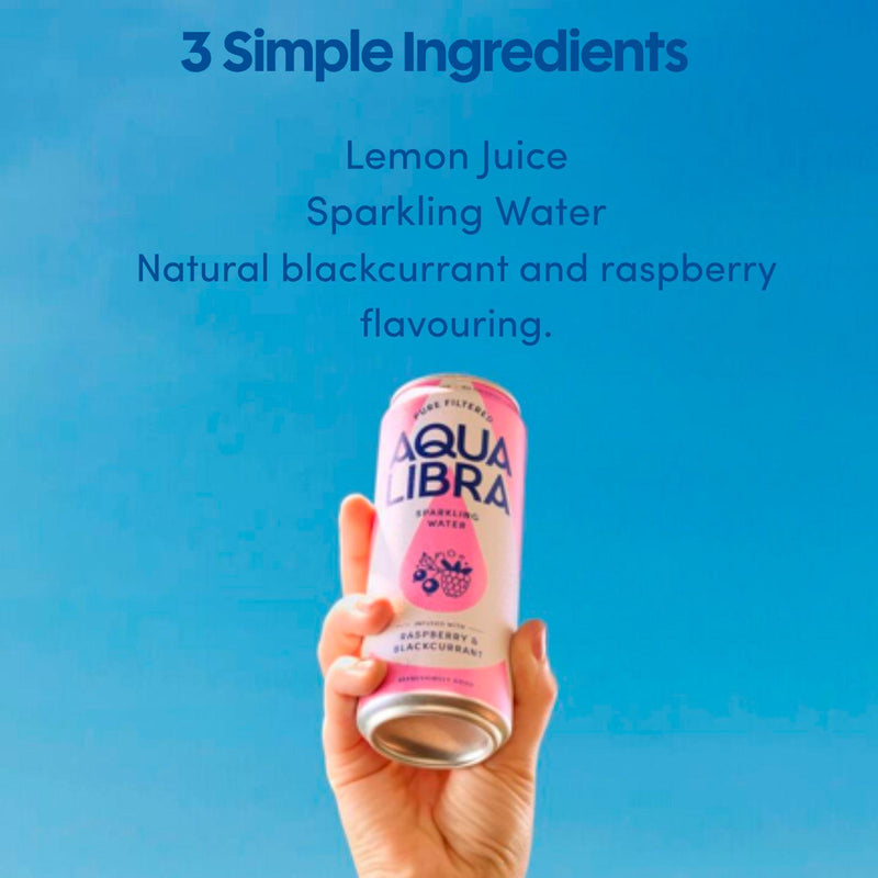 Aqua Libra Sparkling Water Raspberry Blackcurrant 4x330ml - British product
