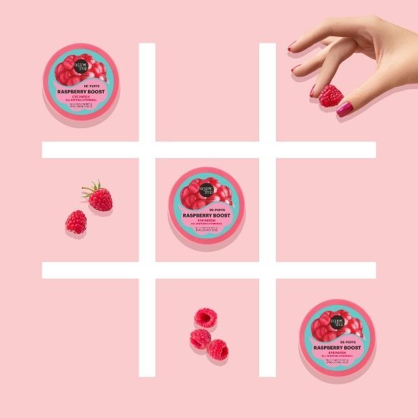 Organic Shop De-Puff Raspberry Boost eye patches 60pcs, imported from the UK