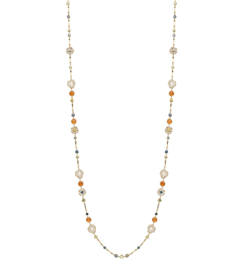 Boodles Palace Collection gold necklace diamonds sapphires garnets (British brand)