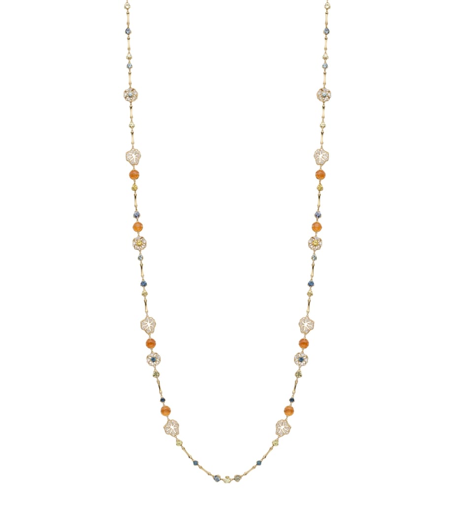 Boodles Palace Collection gold necklace diamonds sapphires garnets (British brand)
