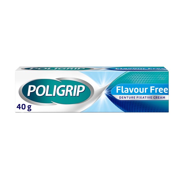 Poligrip Denture Adhesive Fixative Cream Flavour Free All-Day Hold   40g