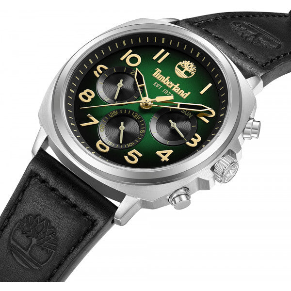 Timberland black Williston watch with leather strap (British brand)
