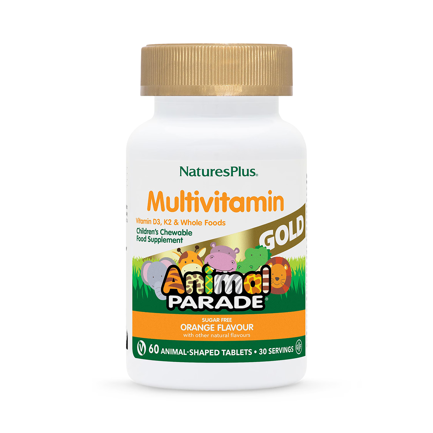 NaturesPlus Animal Parade GOLD orange multivitamin chewable 60 tablets (British brand)