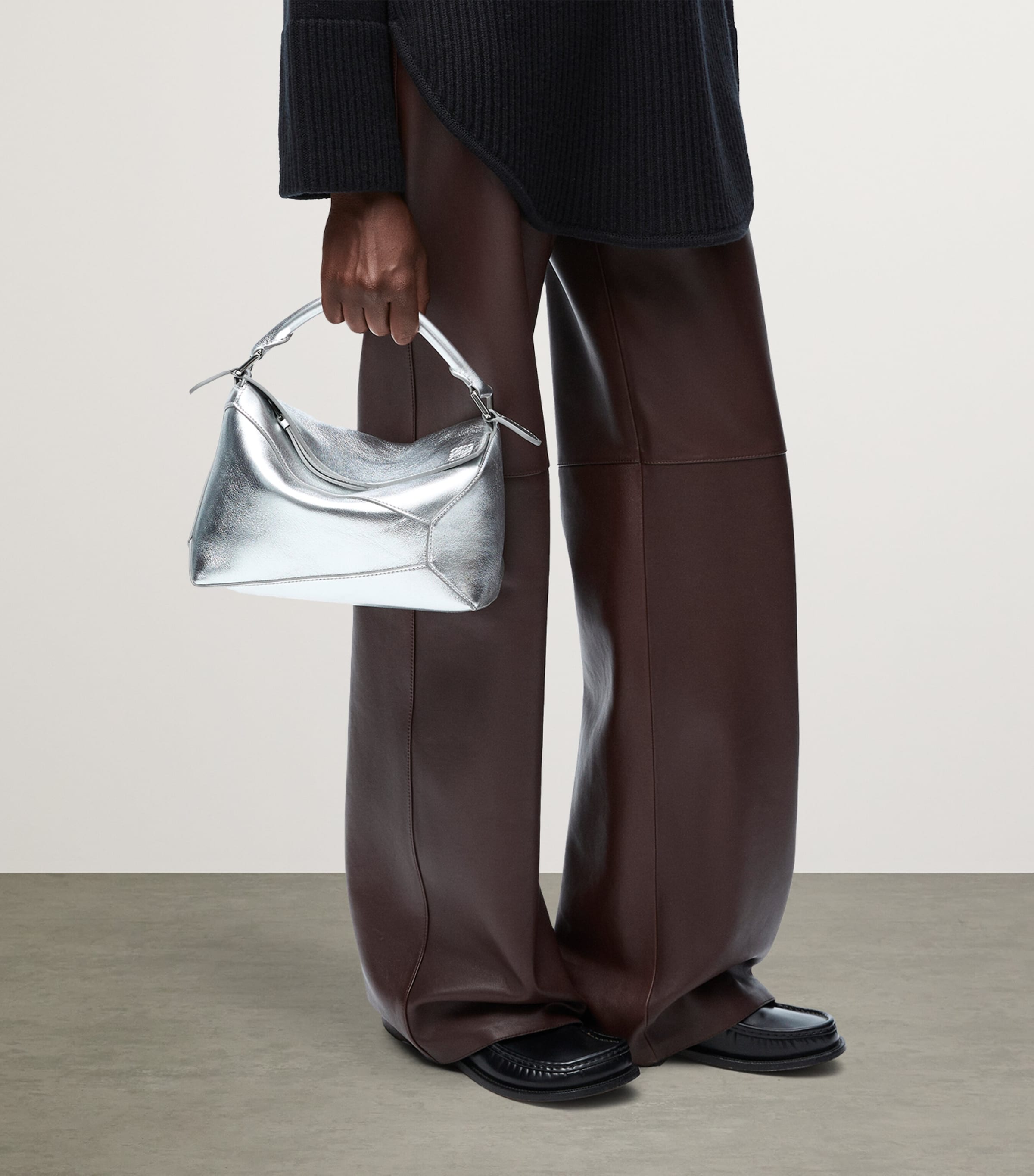 LOEWE small metallic leather Puzzle top-handle bag, UK version