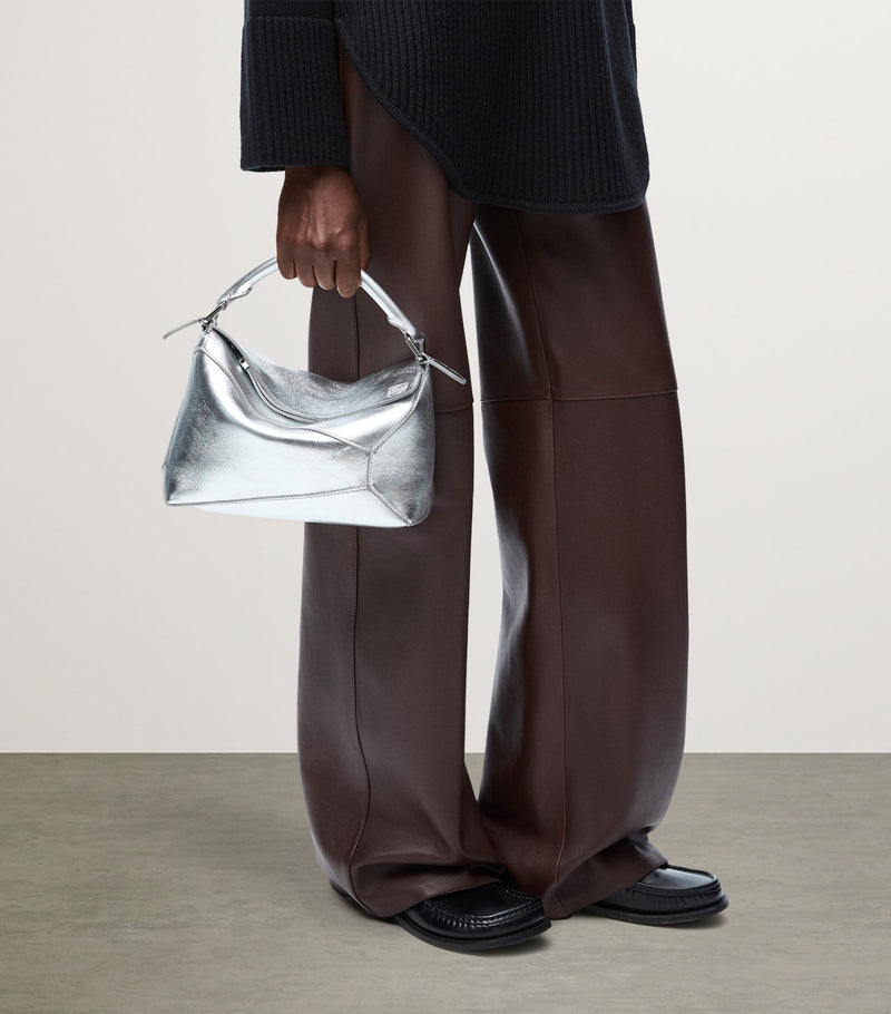 LOEWE small metallic leather Puzzle top-handle bag, UK version