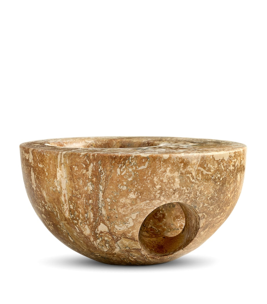 Marchanta 01 Mini Dark Travertine candle holder 18cm (British brand)