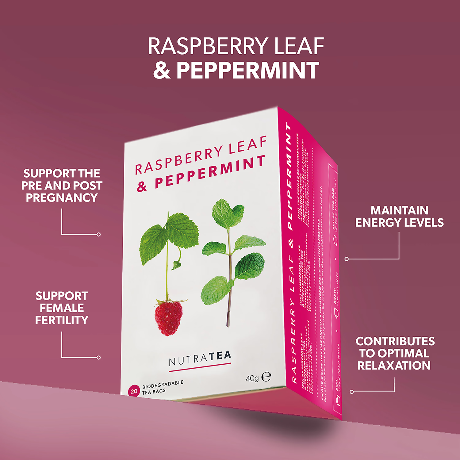 Raspberry Leaf & Peppermint herbal tea 20 tea bags - British product