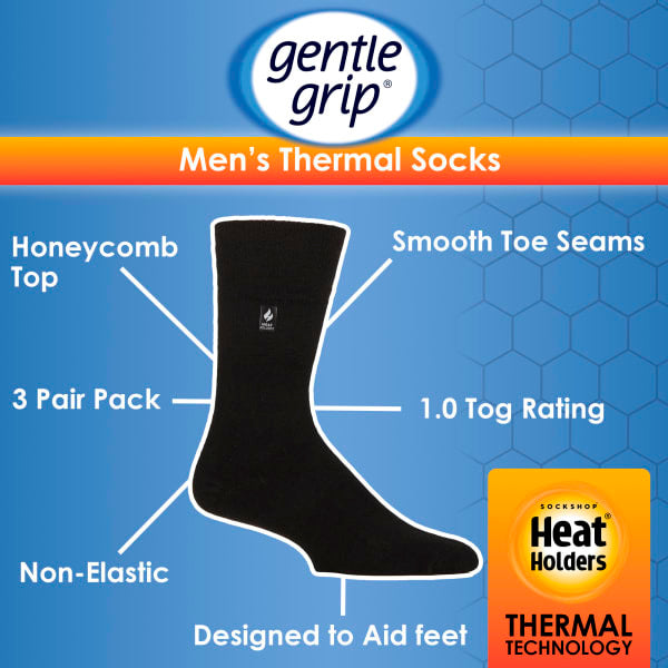 Gentle Grip mens thermal socks 3 pack crew, UK version