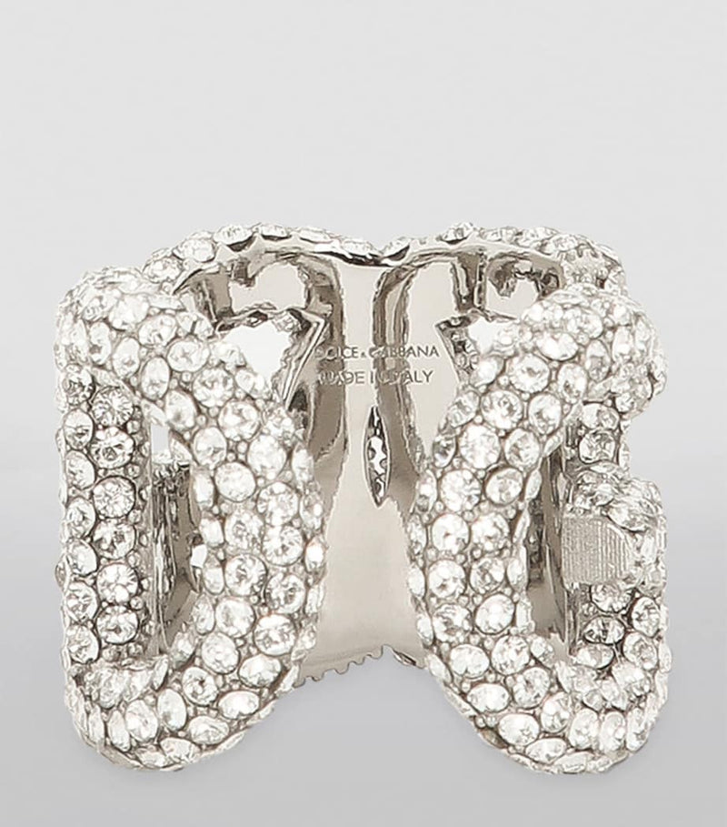 Dolce&Gabbana embellished DG Millennials logo ring, UK version