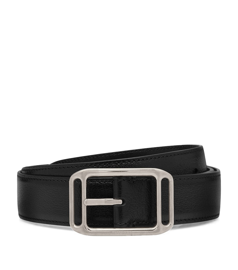 TOM FORD grained leather logo buckle belt 4cm - British product