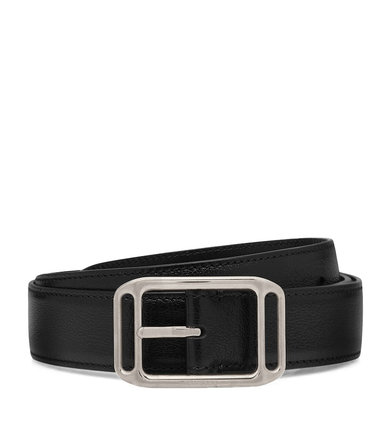 TOM FORD grained leather logo buckle belt 4cm - British product