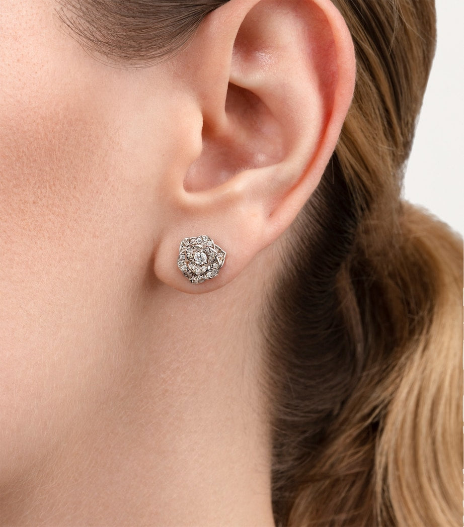 Piaget rose stud earrings 18kt white gold diamonds, UK version