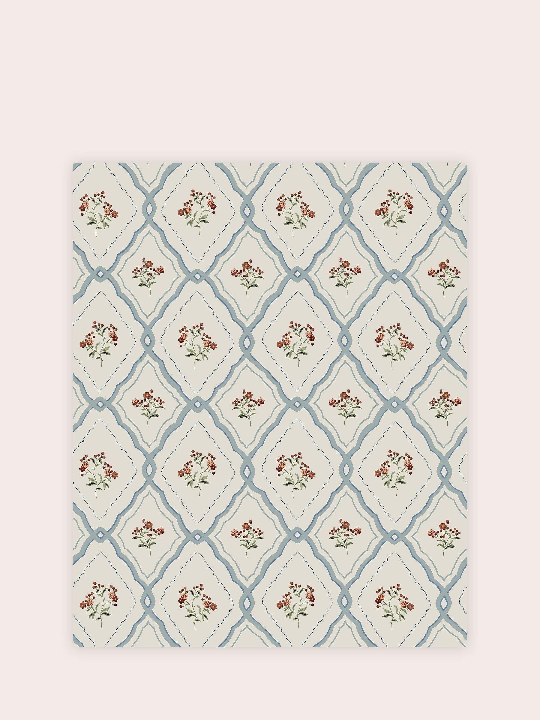 ورق حائط Laura Ashley Pale Seaspray Blue Pinford Trellis 10 متر، مستورد من المملكة المتحدة