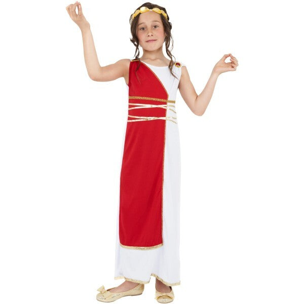 Smiffys Grecian Girl Costume red robe and headpiece - British product