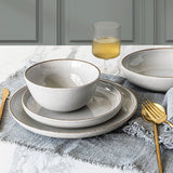 Over & Back stoneware dinnerware set 16-piece light grey (British brand)