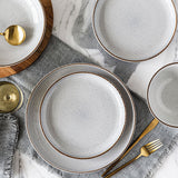 Over & Back stoneware dinnerware set 16-piece light grey (British brand)