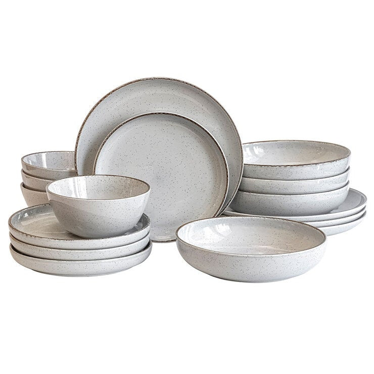 Over & Back stoneware dinnerware set 16-piece light grey (British brand)