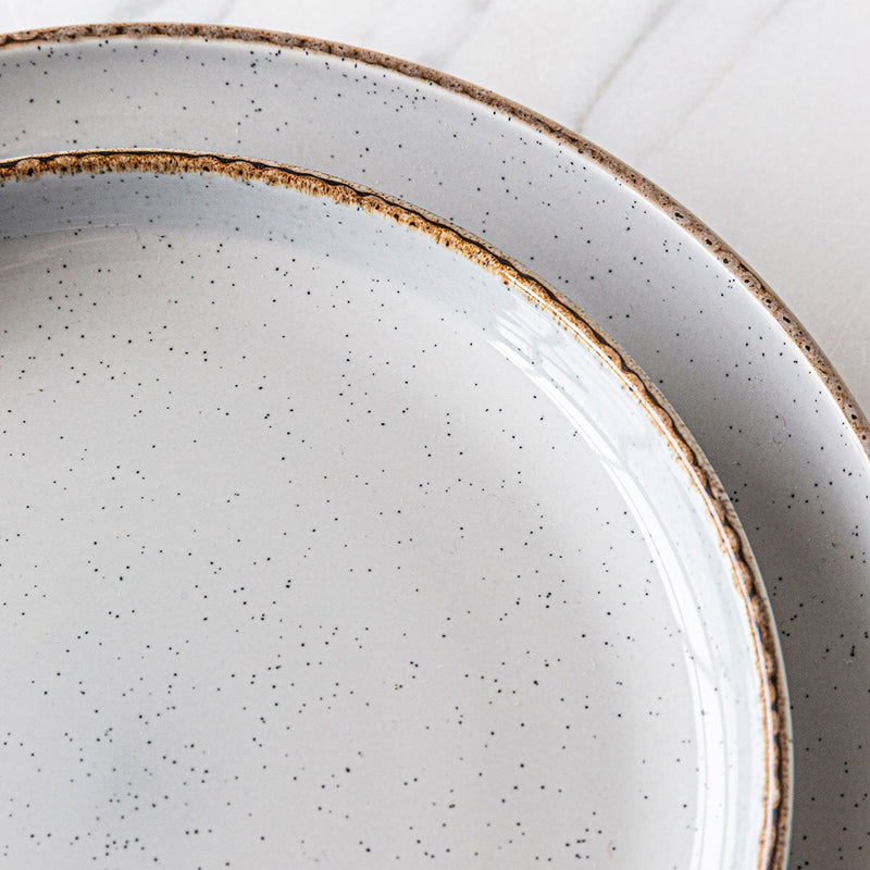 Over & Back stoneware dinnerware set 16-piece light grey (British brand)