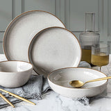 Over & Back stoneware dinnerware set 16-piece light grey (British brand)