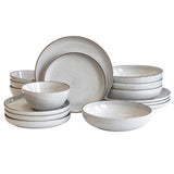 Over & Back stoneware dinnerware set 16-piece light grey (British brand)