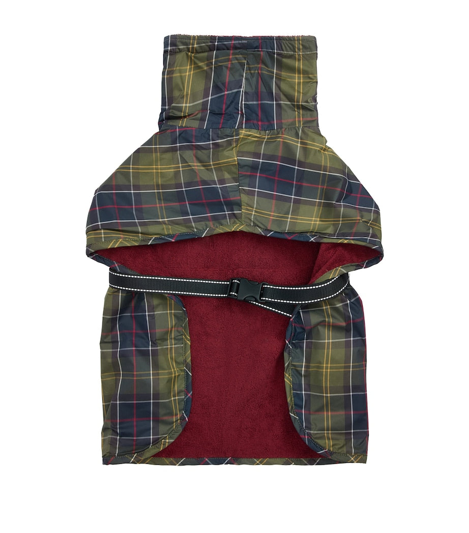 Barbour tartan terry drying robe for dogs - British product