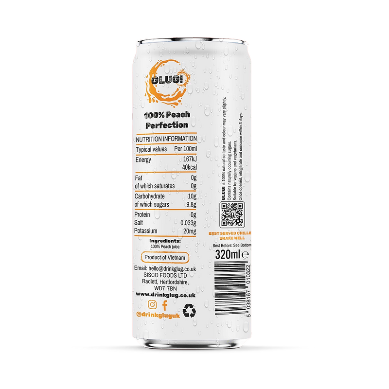 100% peach juice 12x320ml cartons (British brand)