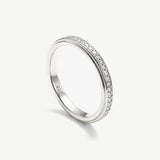MUCHV Sterling Silver Thin Stacking Eternity Ring With Stones