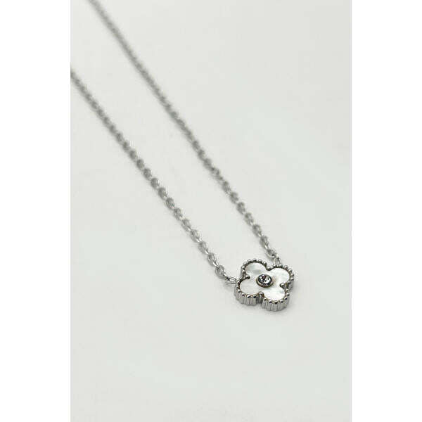 SVNX mini clover necklace silver white 40+5cm, imported from the UK