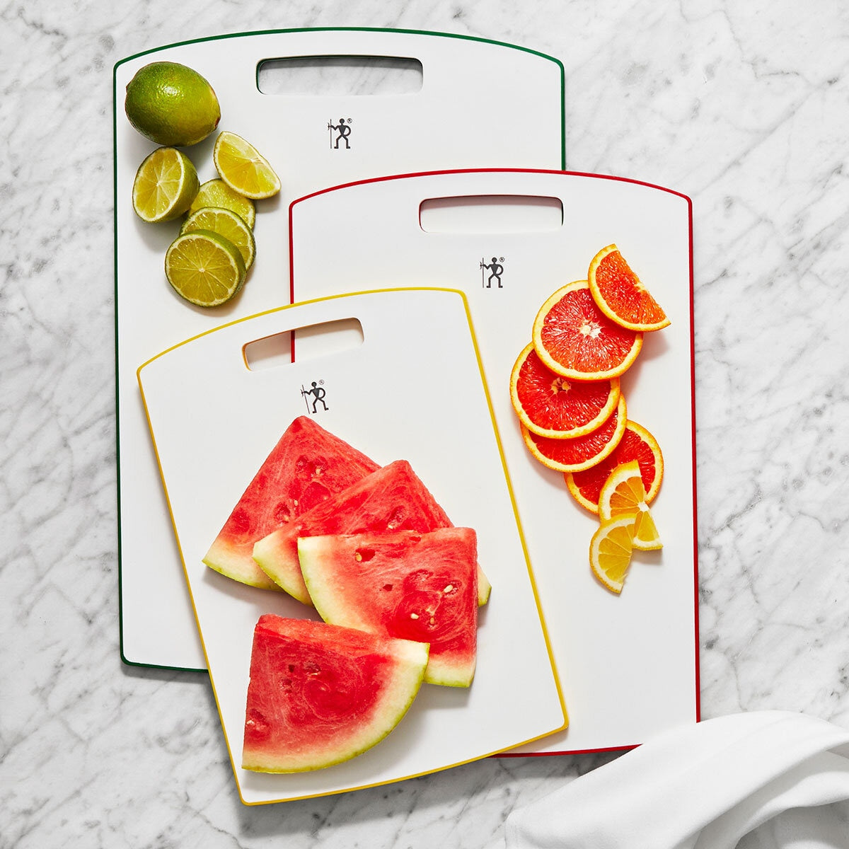 Henckels 3-piece cutting board set in grey and white (British brand)
